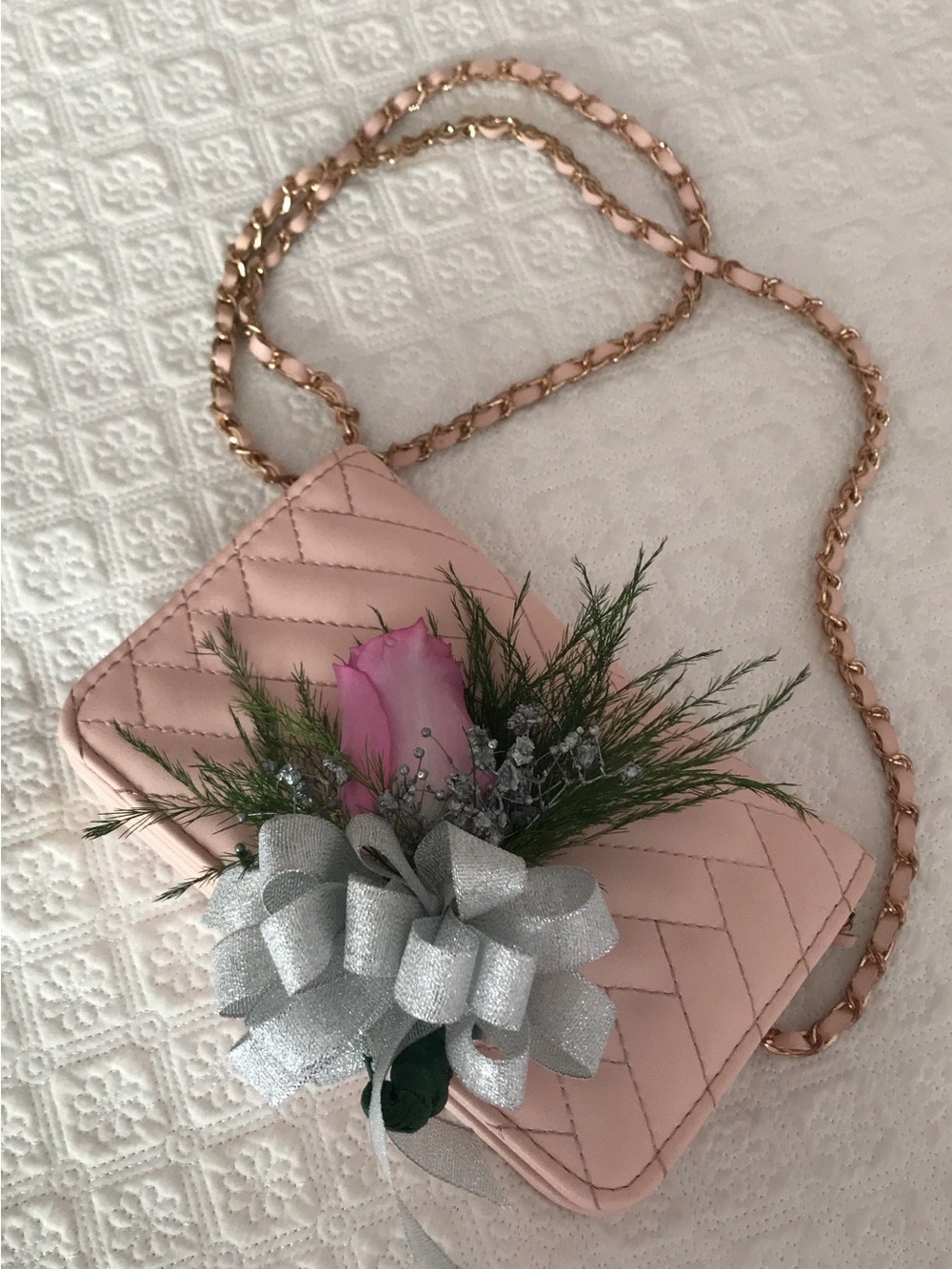 Bebe Pink Quilted Chain Shoulder Bag